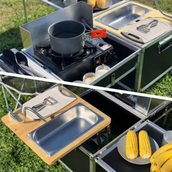 Outdoor Camping Portable Mobile Kitchenette Picnic Kitchen Cooking Folding Storage Box Self-driving Integrated Stove - Image 4