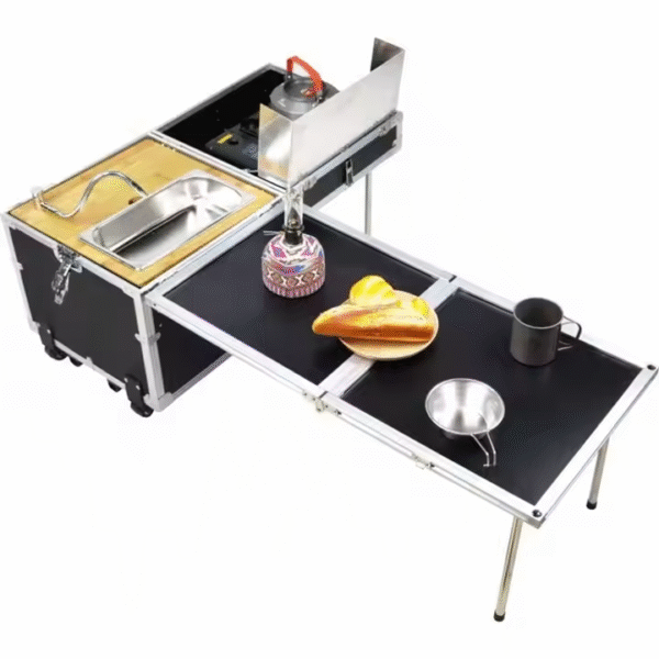 Outdoor Camping Portable Mobile Kitchenette Picnic Kitchen Cooking Folding Storage Box Self-driving Integrated Stove