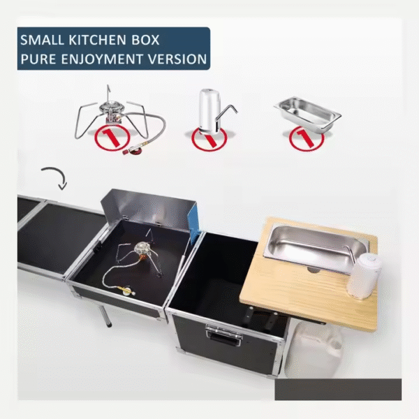 Outdoor Camping Portable Mobile Kitchenette Picnic Kitchen Cooking Folding Storage Box Self-driving Integrated Stove - Image 2