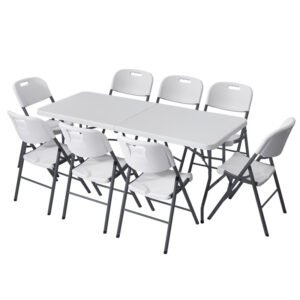 6ft 180cm Rectangular Blow Molding Foldable Garden PlasticTable for Outdoor Events Dining Hotels