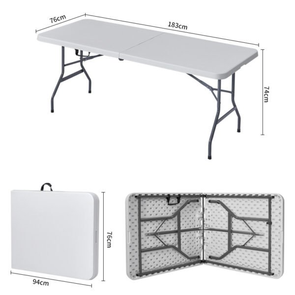 6ft 180cm Rectangular Blow Molding Foldable Garden PlasticTable for Outdoor Events Dining Hotels - Image 5