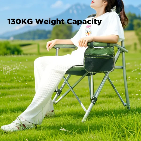 Heavy Duty Lumbar High Back Portable Camping Chair Padded Hard Arm Foldable Camping Chair With Cup Holder - Image 5
