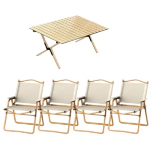 Portable Carbon Steel Folding Chair Table Set for Outdoor Camping Garden Park & Entry Metal Iron Material Stylish Design