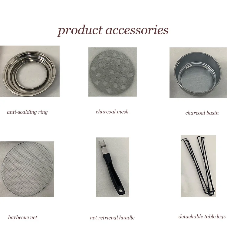 Multifunctional Outdoor Foldable Portable Round Camping Barbecue Grill Table Mobile Folding Charcoal Grill Table - Image 6