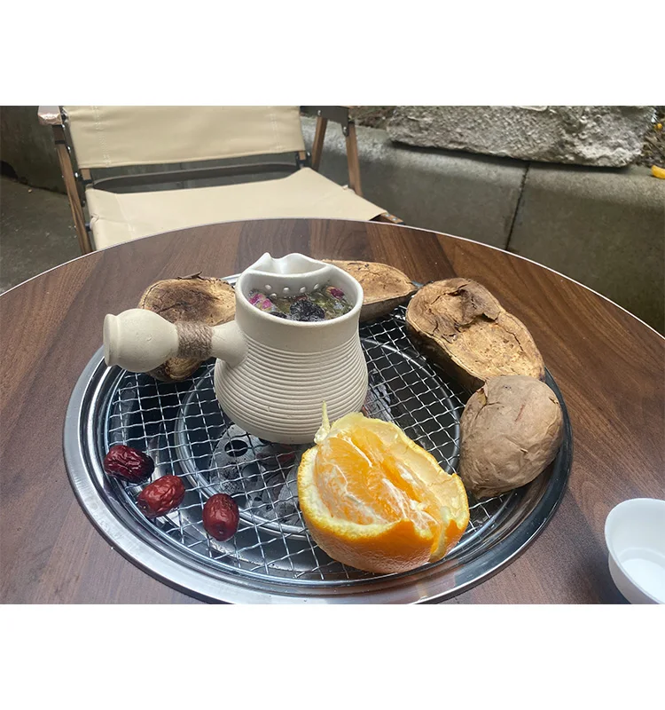 Multifunctional Outdoor Foldable Portable Round Camping Barbecue Grill Table Mobile Folding Charcoal Grill Table - Image 3