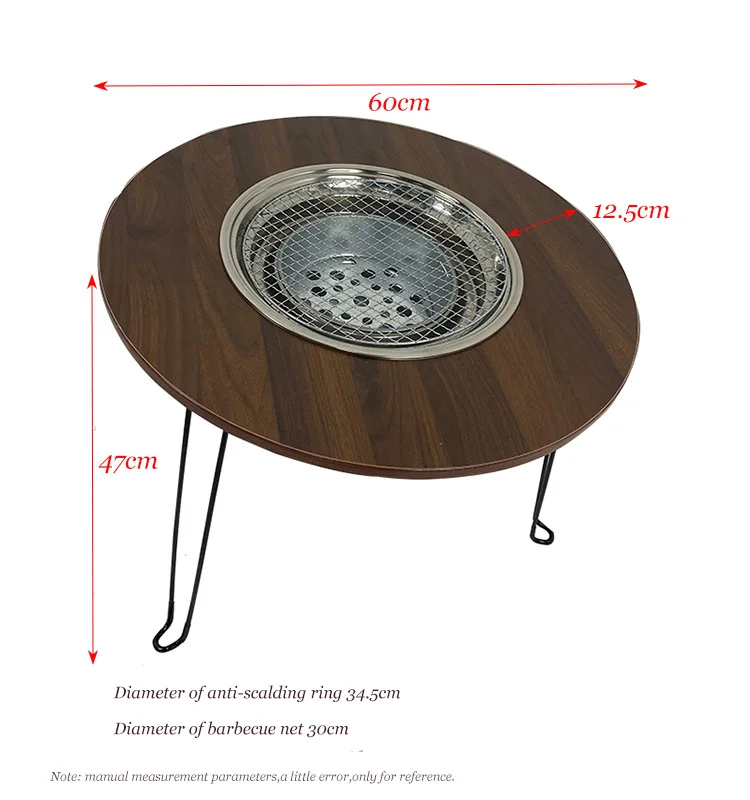 Multifunctional Outdoor Foldable Portable Round Camping Barbecue Grill Table Mobile Folding Charcoal Grill Table - Image 5