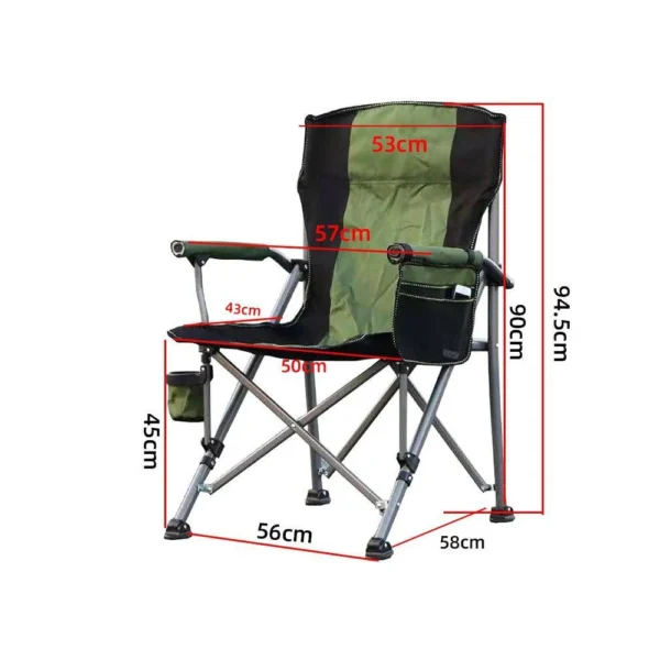 Heavy Duty Lumbar High Back Portable Camping Chair Padded Hard Arm Foldable Camping Chair With Cup Holder - Image 2