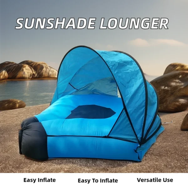 Portable Camping Beach Unique Sunshade Design Inflatable Couch Air Sofa Lounger Inflatable Beach Chair - Image 6