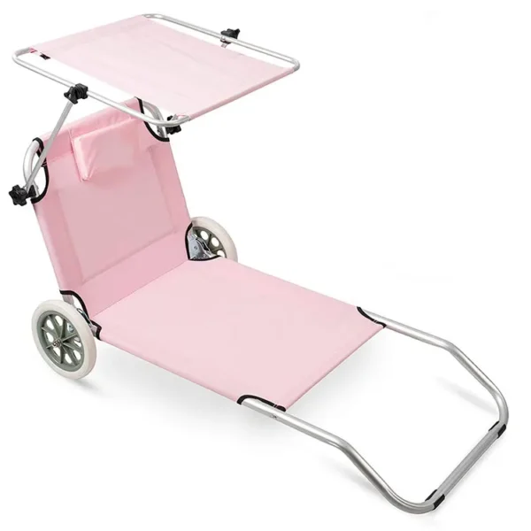 Beach Cot Beds and Umbrella Canopy Foldable Reclining Camping Baby Lounge Folding Beach Bed for Bunk Beds